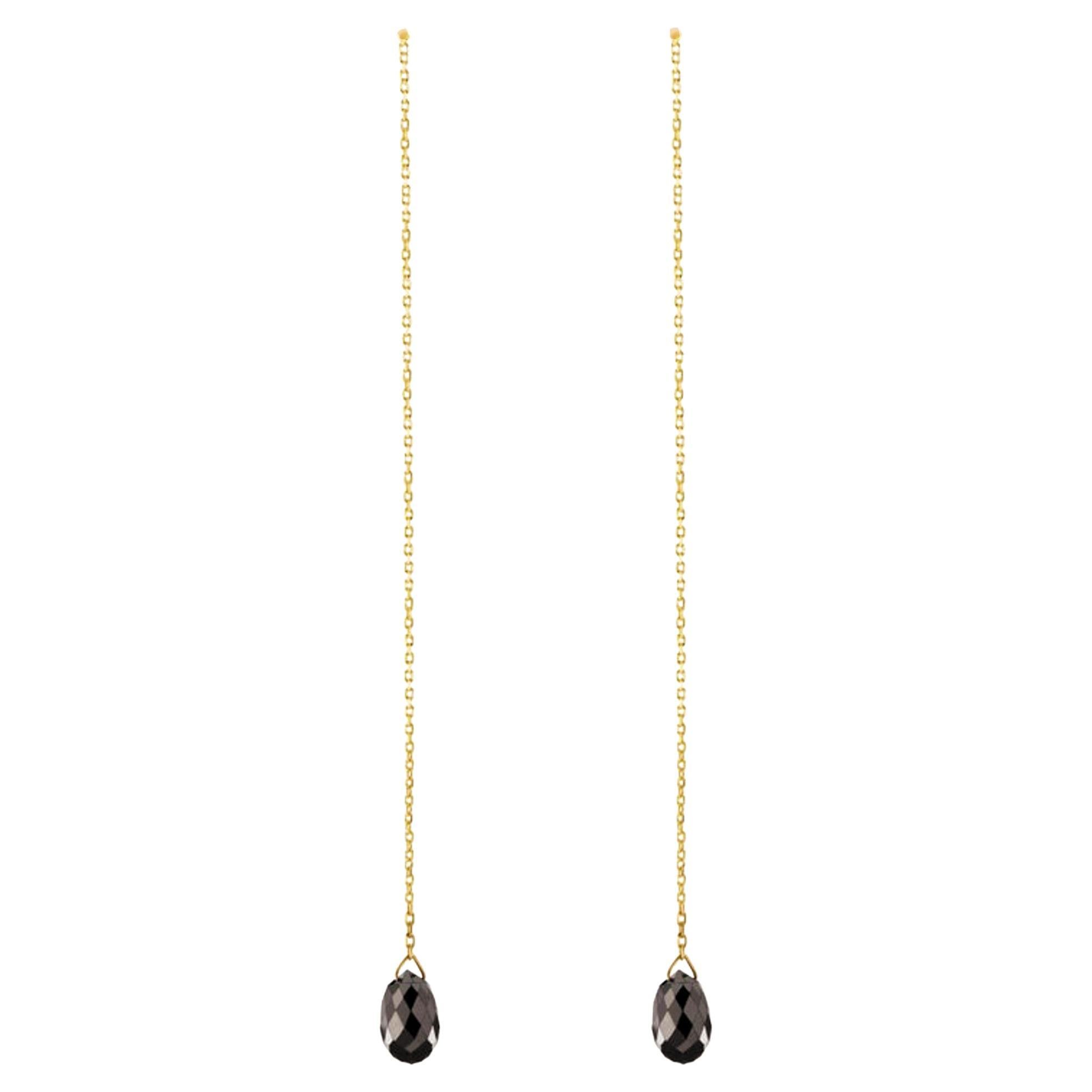 Schwebende schwarze Diamant-Ohrringe aus 18 Karat Gelbgold von Jona im Angebot