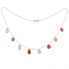 Jona Pink and Red Burmese Spinel 18 Karat Rose Gold Necklace