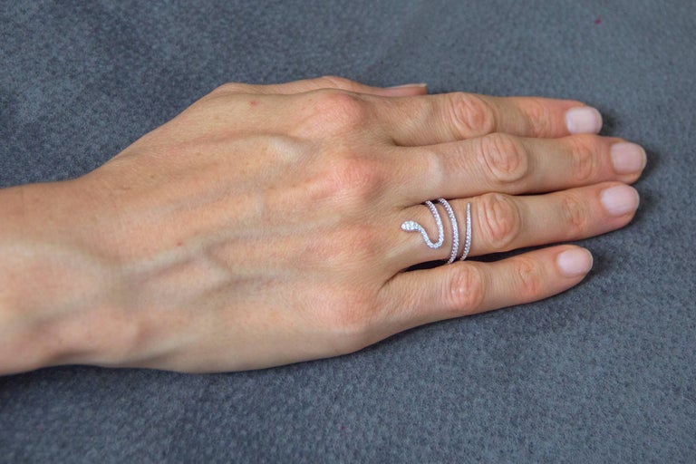 Jona Diamond White Gold Coil Snake Ring For Sale At 1stdibs