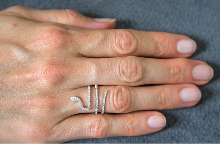 Jona Diamond White Gold Coil Snake Ring For Sale At 1stdibs
