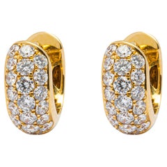 Alex Jona 18 Karat Yellow Gold White Diamond Small Hoop Earrings