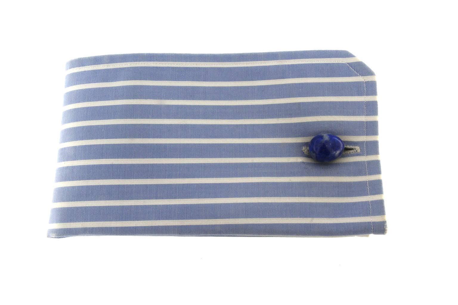 Alex Jona design collection, crafted in Italy, 18 karat yellow gold, hand-carved egg-shape Lapis Lazuli cufflinks.

Alex Jona cufflinks stand out, not only for their special design and for the excellent quality, but also for the careful attention