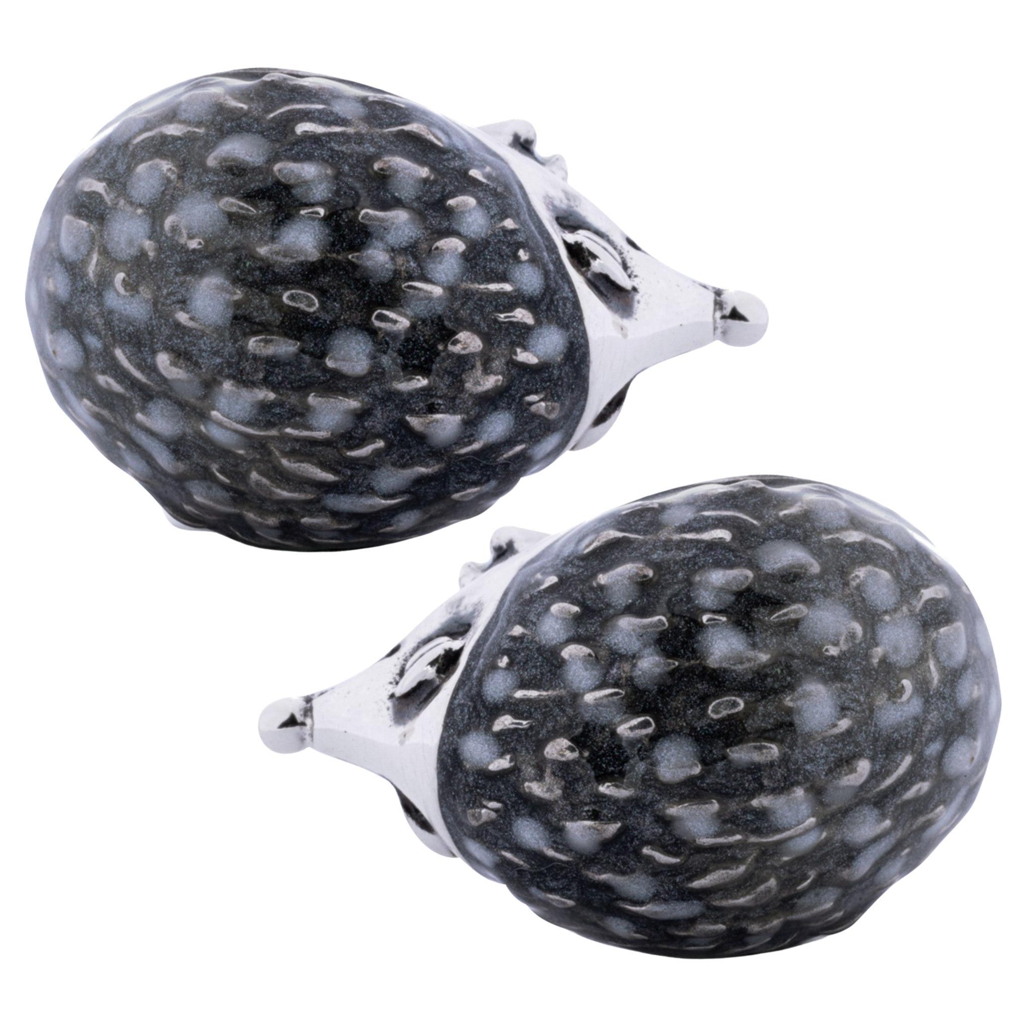 Alex Jona Sterling Silver Enamel Hedgehog Cufflinks