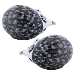 Retro Alex Jona Sterling Silver Enamel Hedgehog Cufflinks