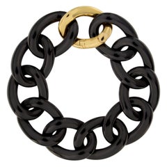 Alex Jona High Tech Black Ceramic 18 Karat Yellow Gold Curb Link Bracelet