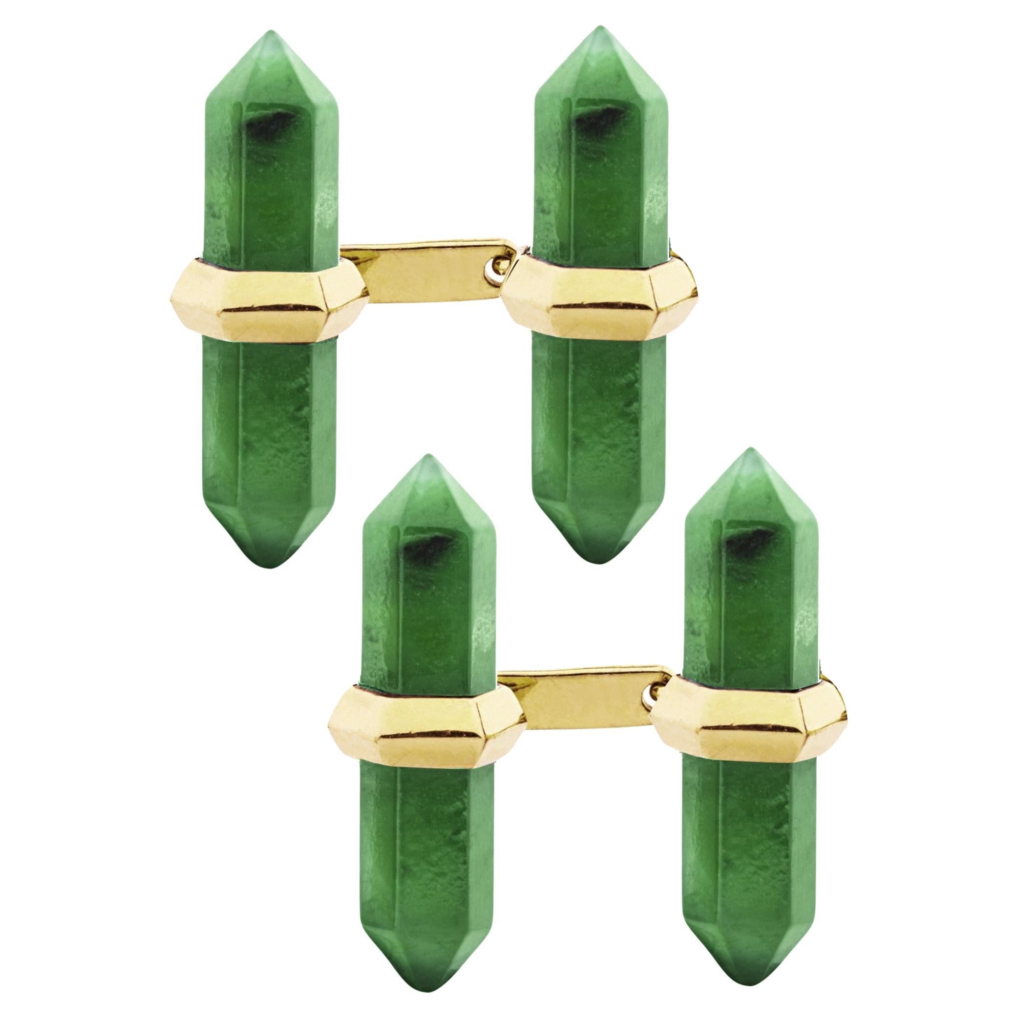 Manschettenknöpfe aus 18 Karat Gelbgold mit Prisma-Stab von Jona Jade