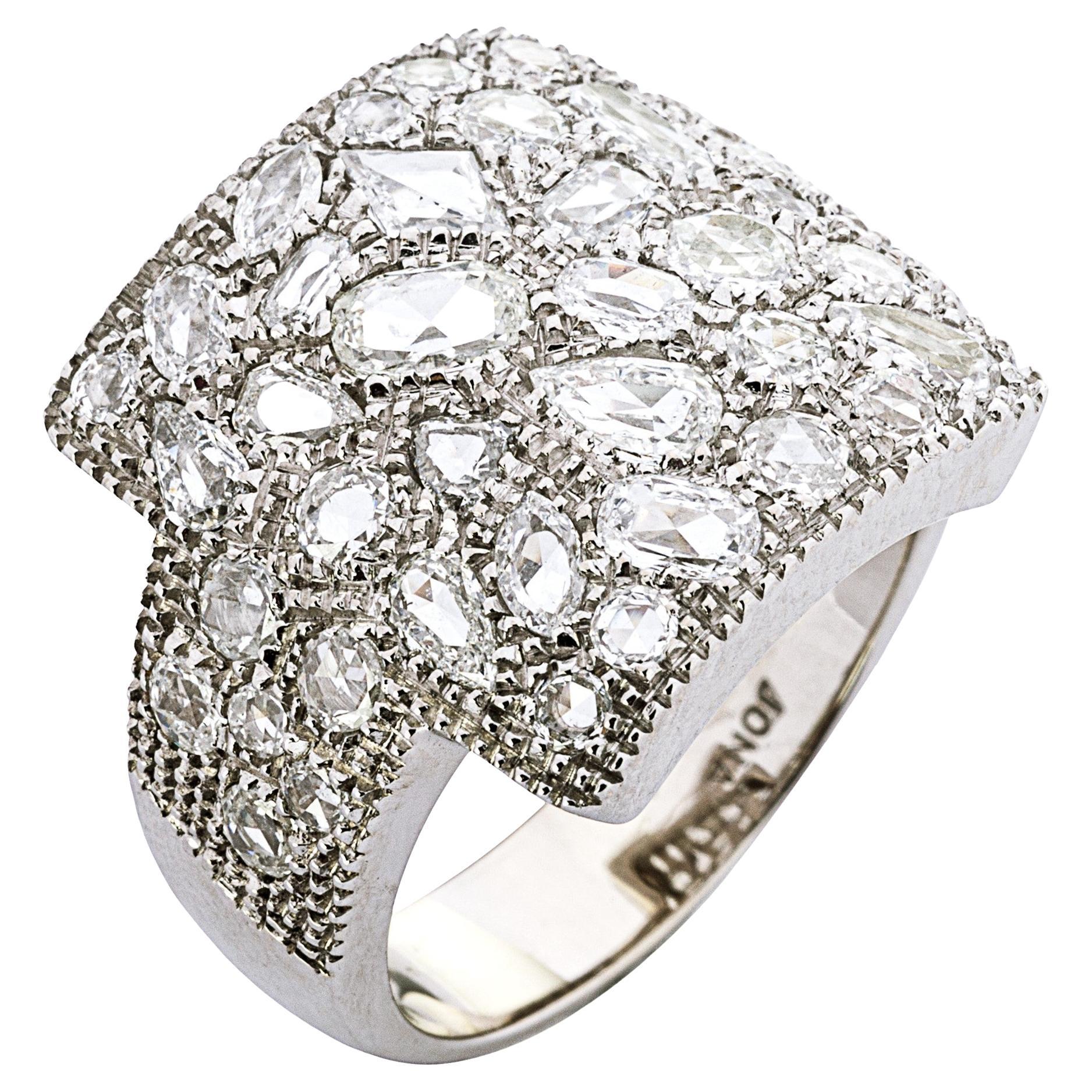 Alex Jona White Diamond 18 Karat White Gold Band Ring For Sale