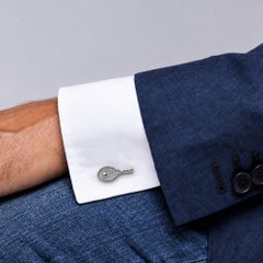 Alex Jona Tennis Racket and Ball Enamel Sterling Silver Cufflinks