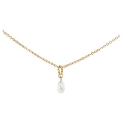 Alex Jona Briolette White Diamond Drop 18 Karat Yellow Gold Pendant Necklace