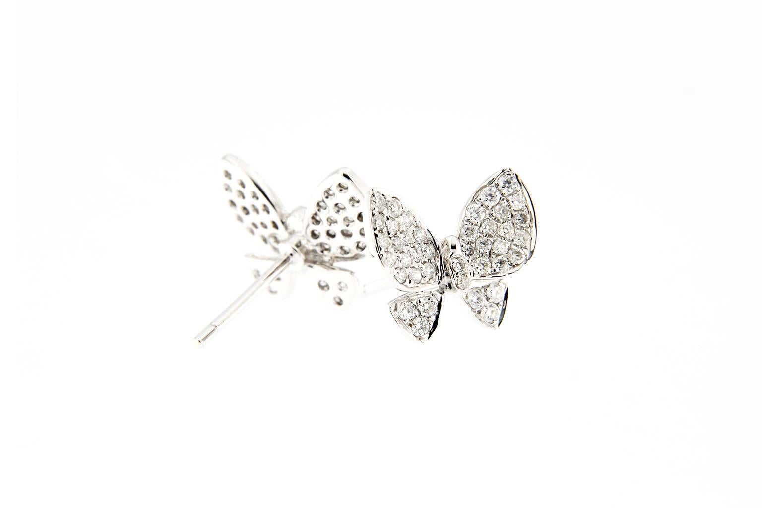 Round Cut Jona Diamond White Gold Butterfly Earrings