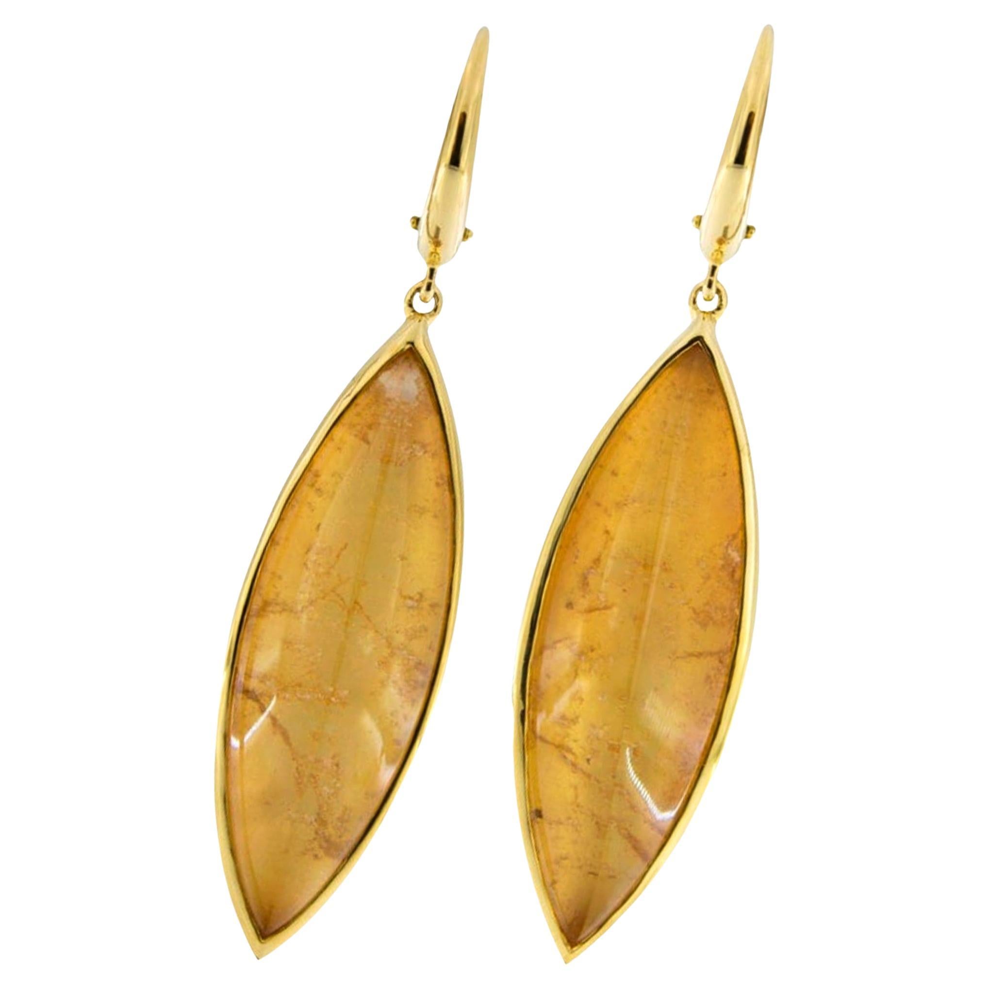 Alex Jona Yellow Tourmaline Quartz 18 Karat Yellow Gold Drop Earrings For Sale