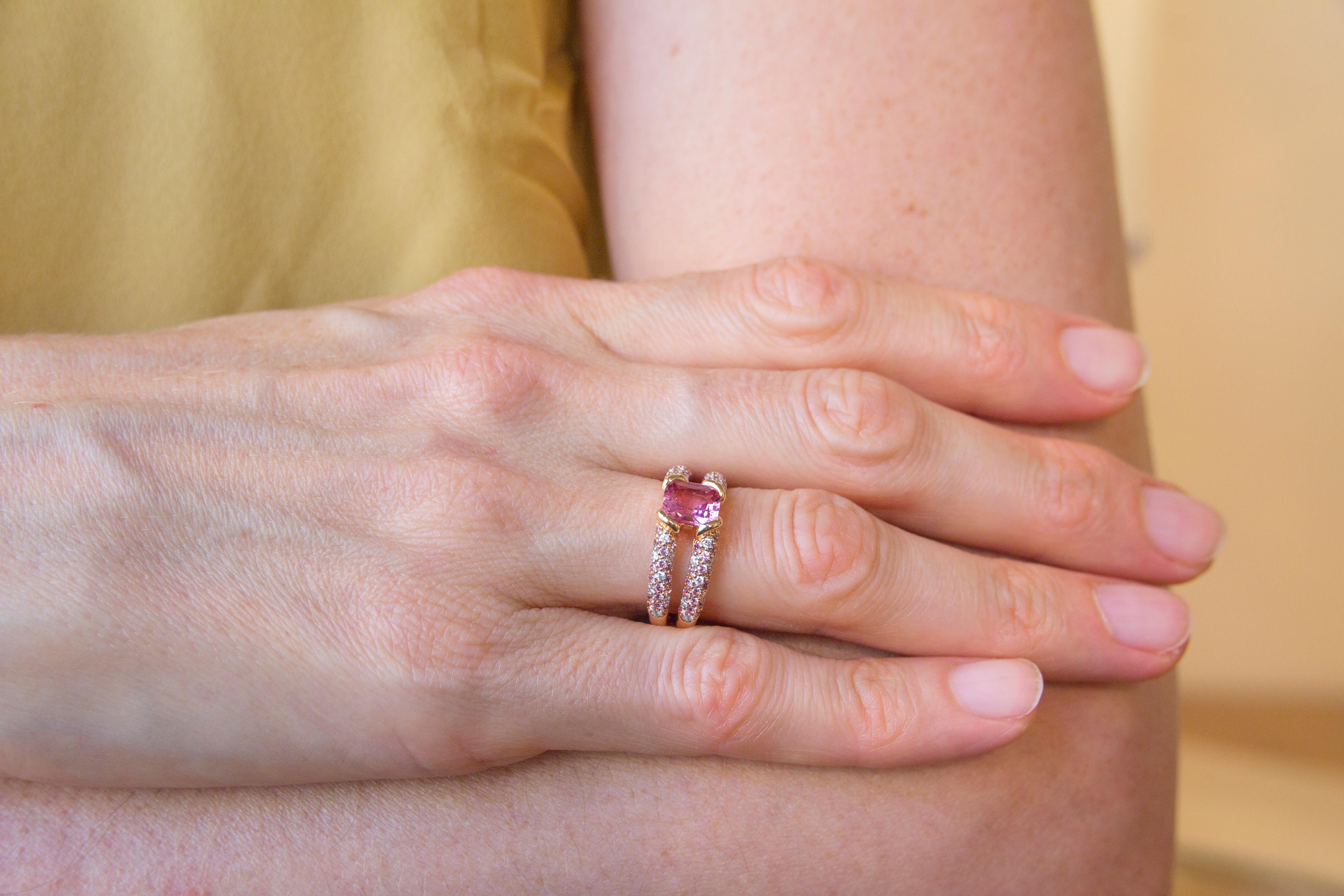 Alex Jona Pink Spinel Pink Sapphire White Diamond 18 Karat Rose Gold Ring 1