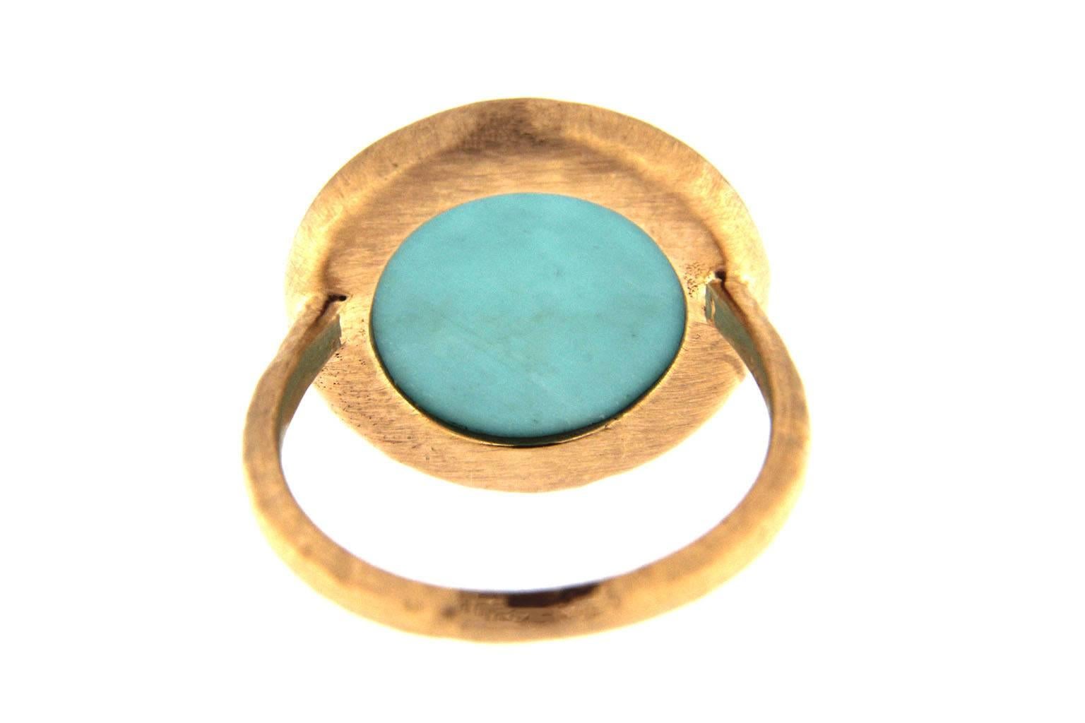 Jona Turquoise Quartz 18 Karat Rose Gold Ring In New Condition In Torino, IT
