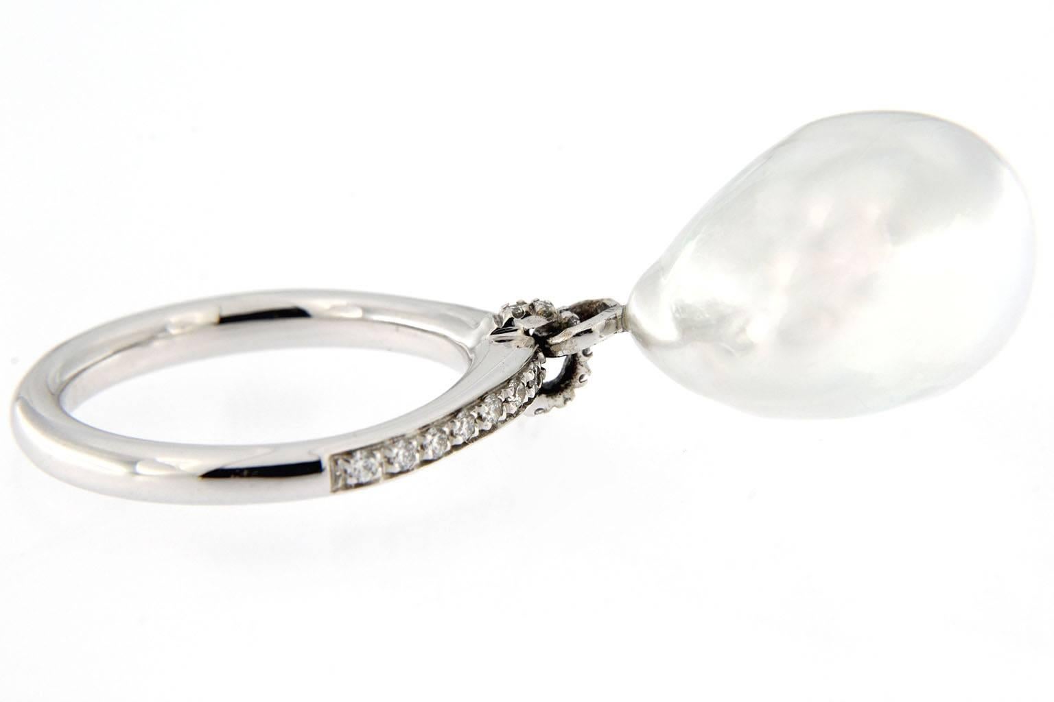 dangling pearl ring