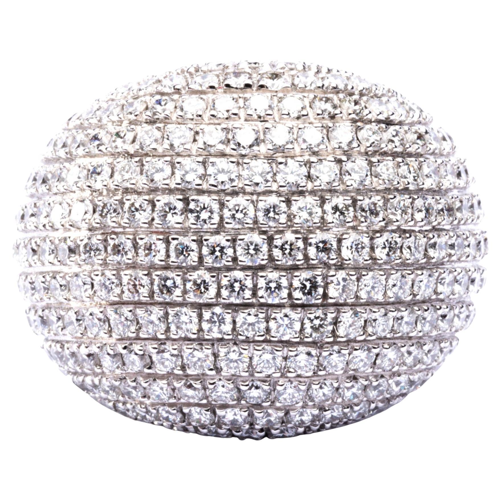 Alex Jona Bague dôme en or blanc 18 carats avec diamants blancs