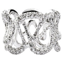 Alex Jona White Diamond 18 karat White Gold Swirl Band Ring