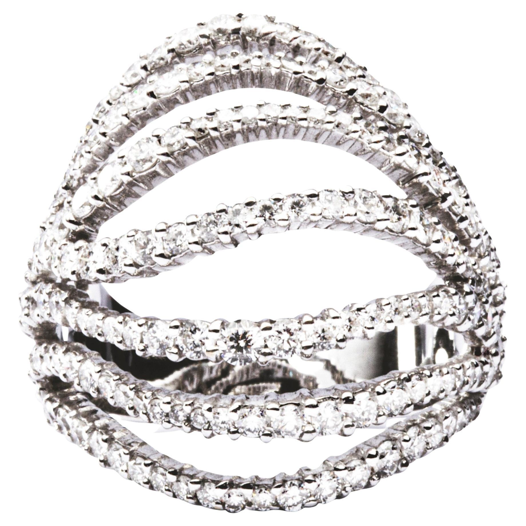 Alex Jona White Diamond 18 Karat White Gold Dome Ring For Sale