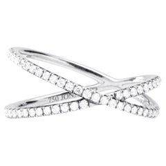 Alex Jona Twiggy White Diamond 18 Karat White Gold Crossover Ring