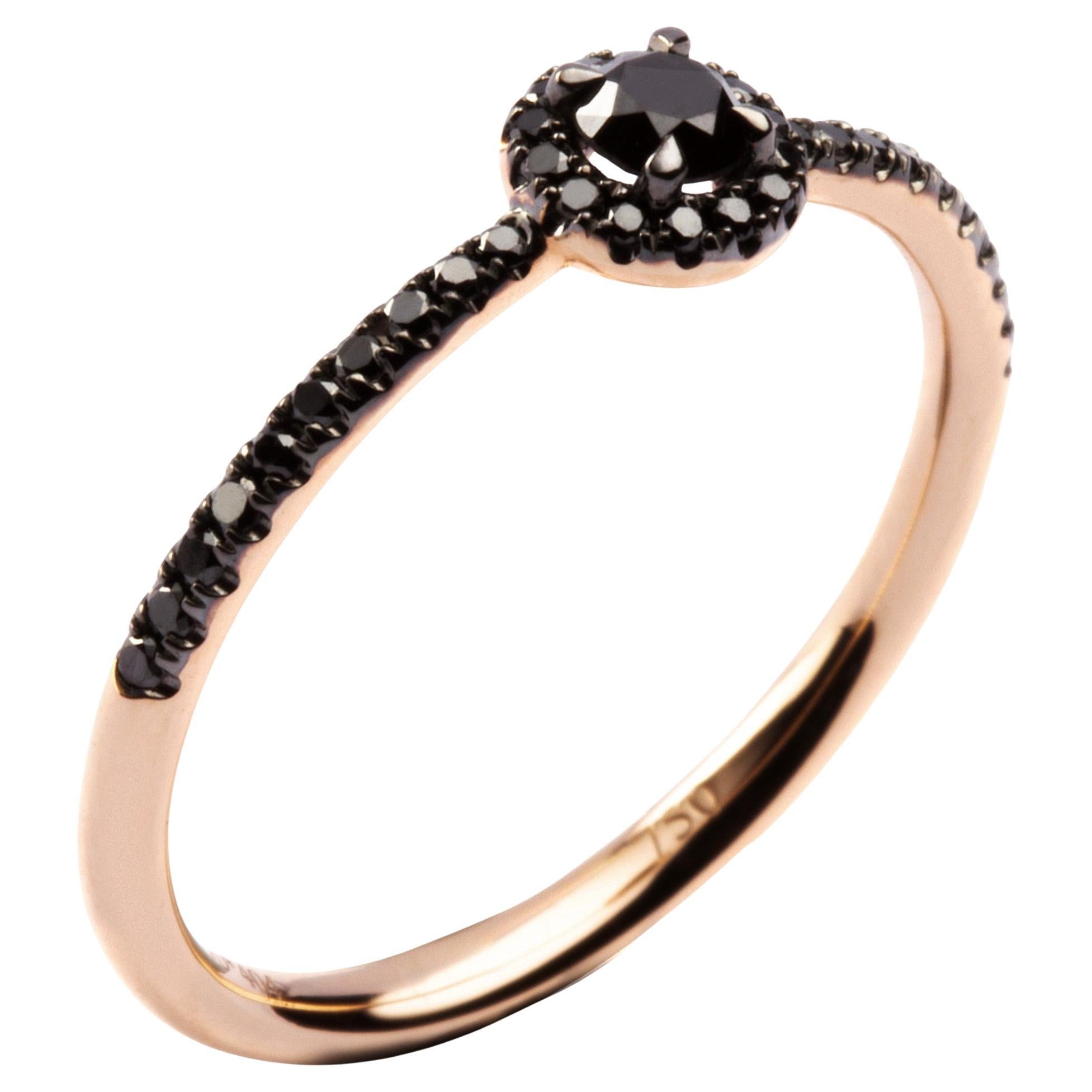 Alex Jona Anillo Halo Diamante Negro Oro Rosa 18 Kilates en venta
