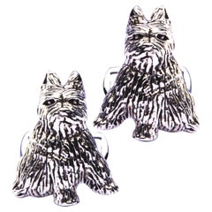 Zwergschnauzer-Miniatur-Schnauzer-Manschettenknöpfe aus Sterlingsilber mit Hund von Jona