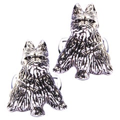 Alex Jona Sterling Silver Zwergschnauzer Miniature Schnauzer Dog Cufflinks