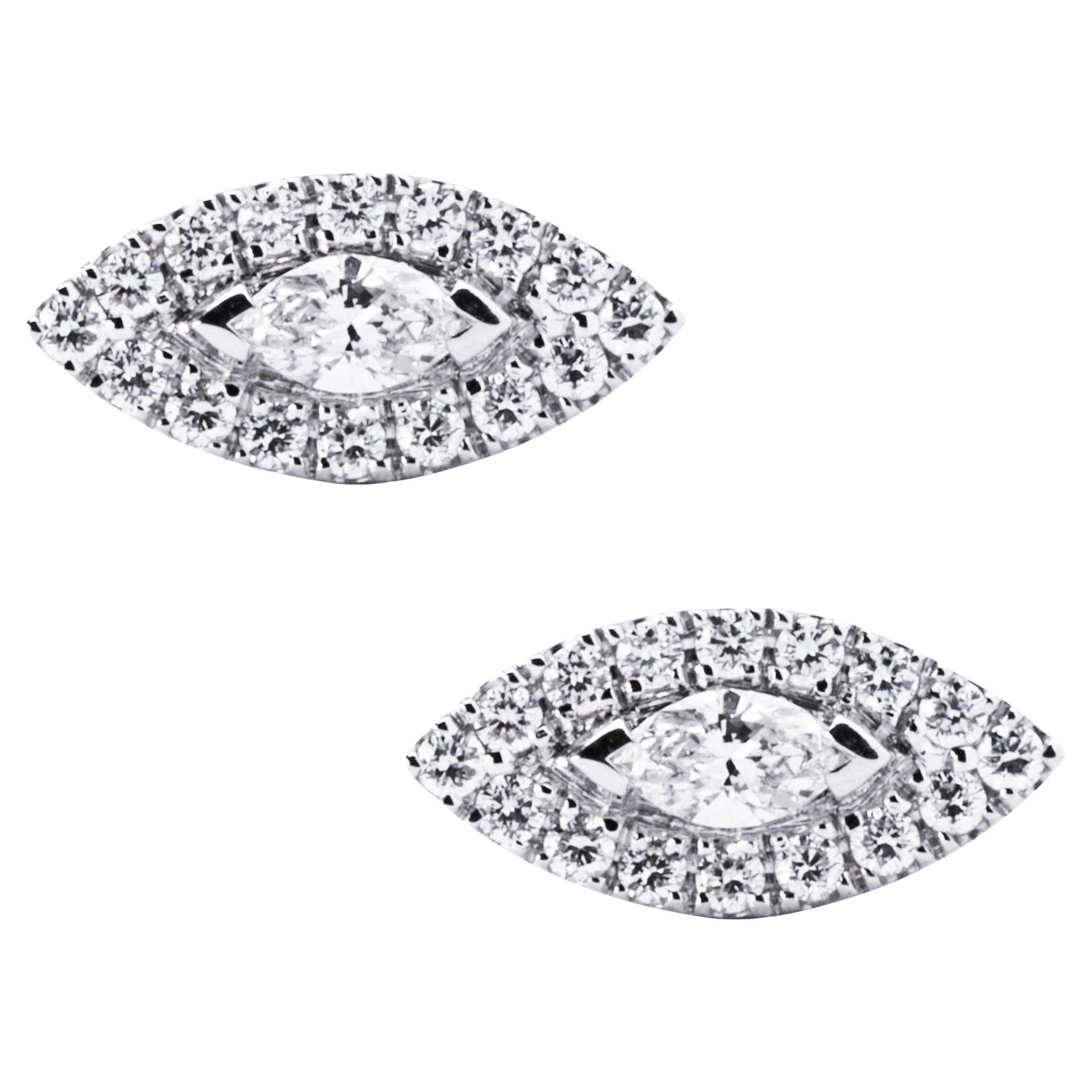 Alex Jona White Diamond 18 Karat White Gold Stud Earrings For Sale