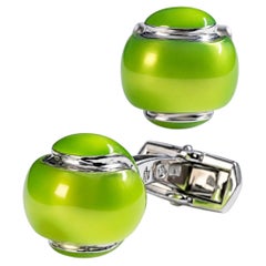Alex Jona Tennis Ball Enamel Sterling Silver Cufflinks