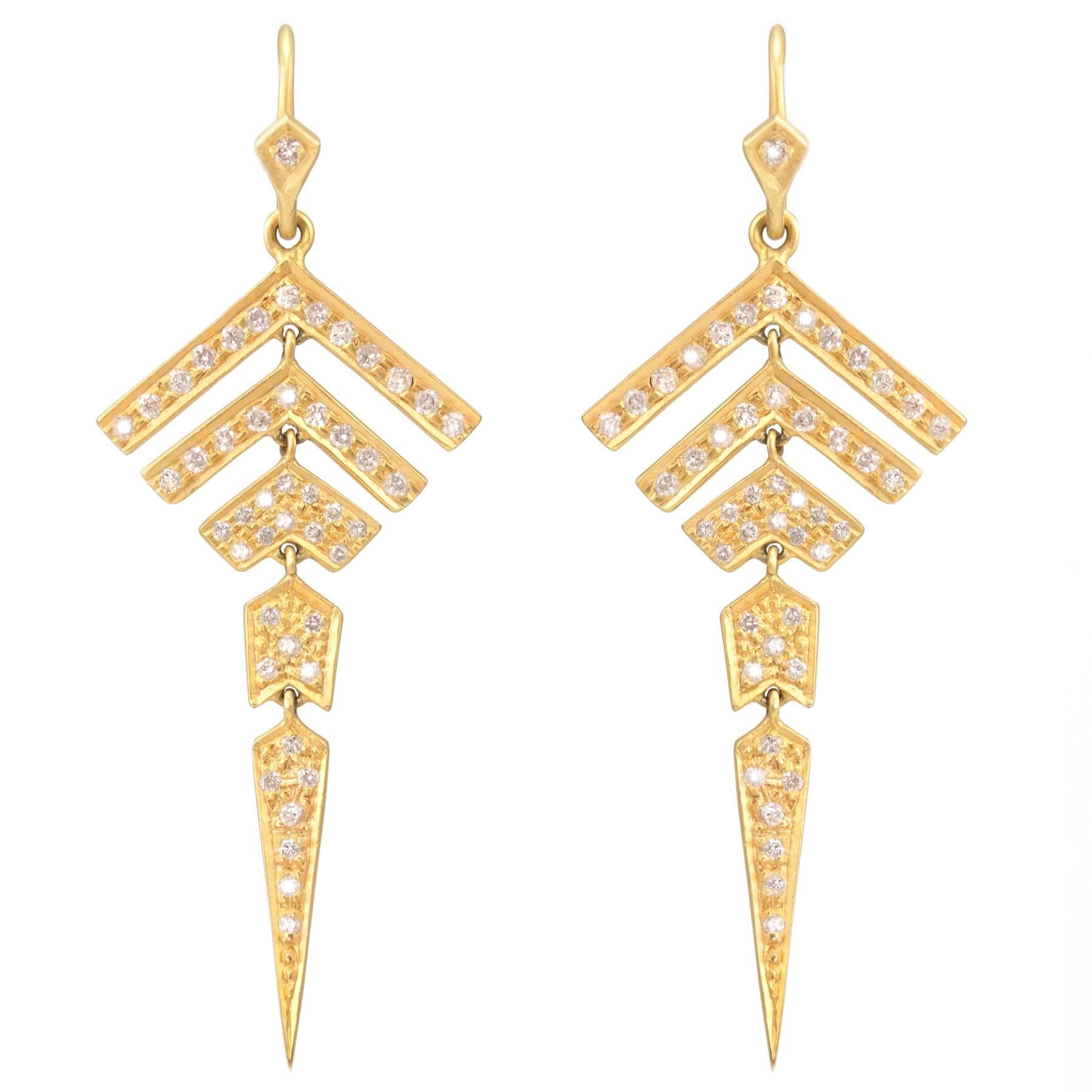 Lauren Harper Collection .80 Carats Diamonds Gold Earrings For Sale