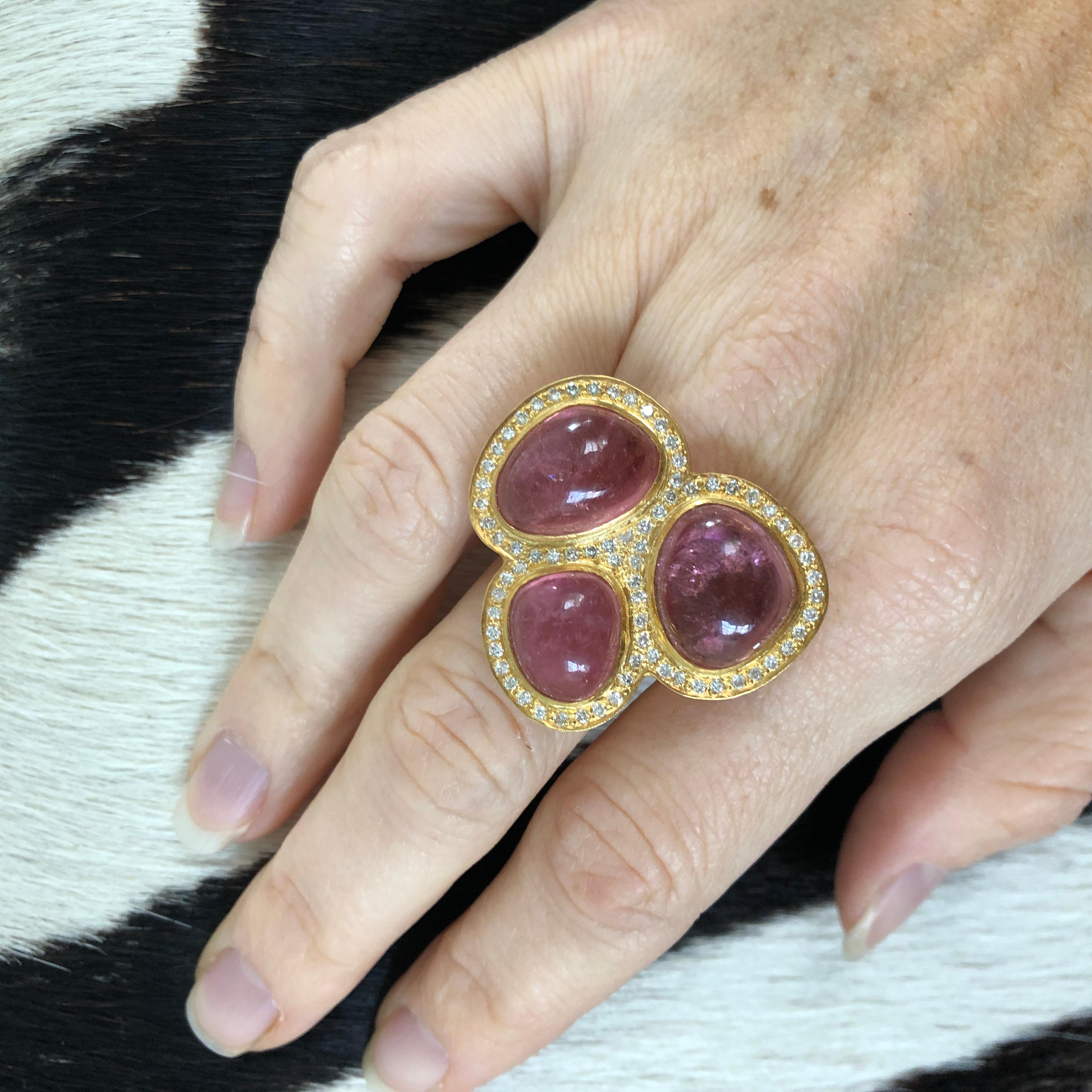 22.91 Carat Pink Tourmaline Diamond Cocktail Ring by Lauren Harper In New Condition For Sale In Winnetka, IL