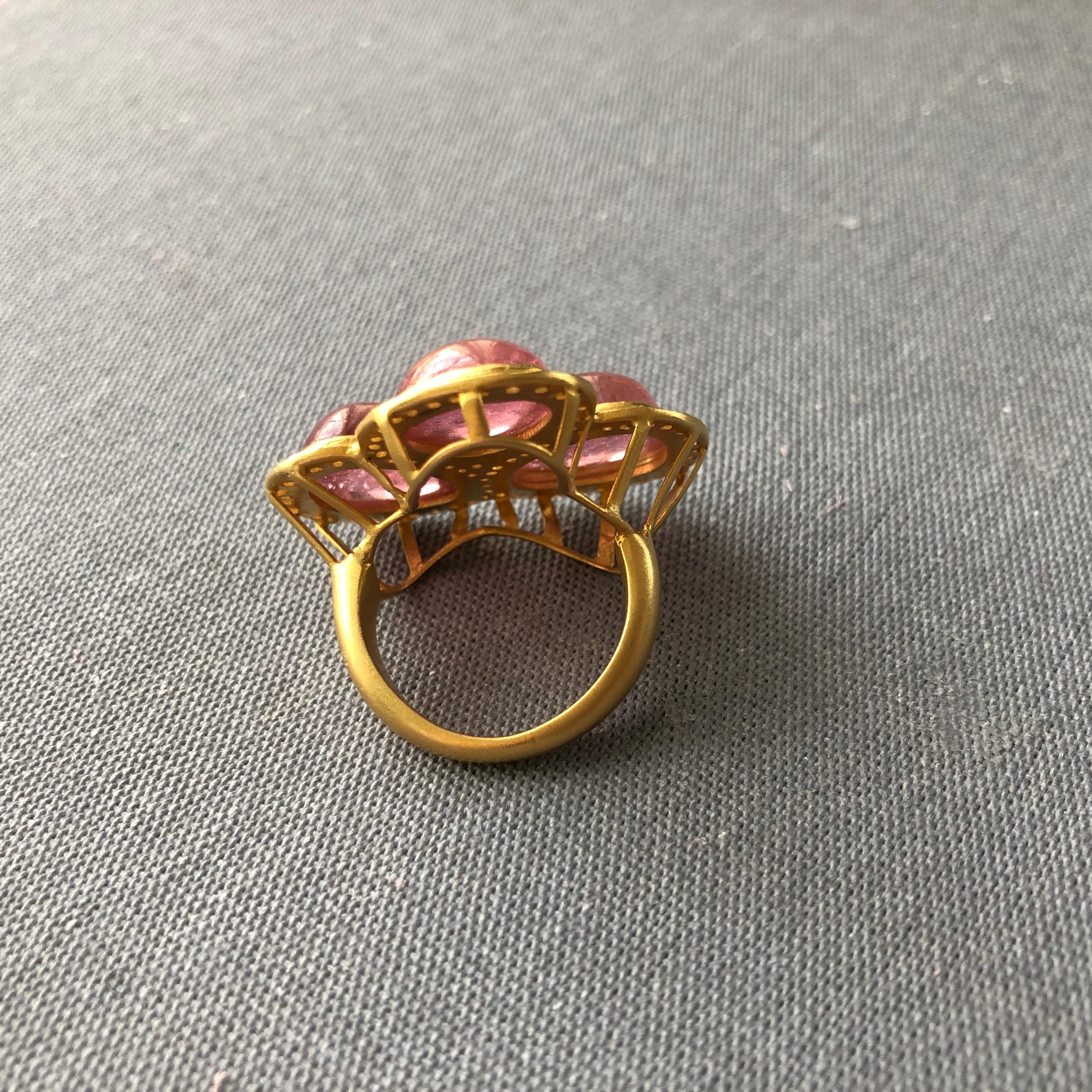 22.91 Carat Pink Tourmaline Diamond Cocktail Ring by Lauren Harper For Sale 3