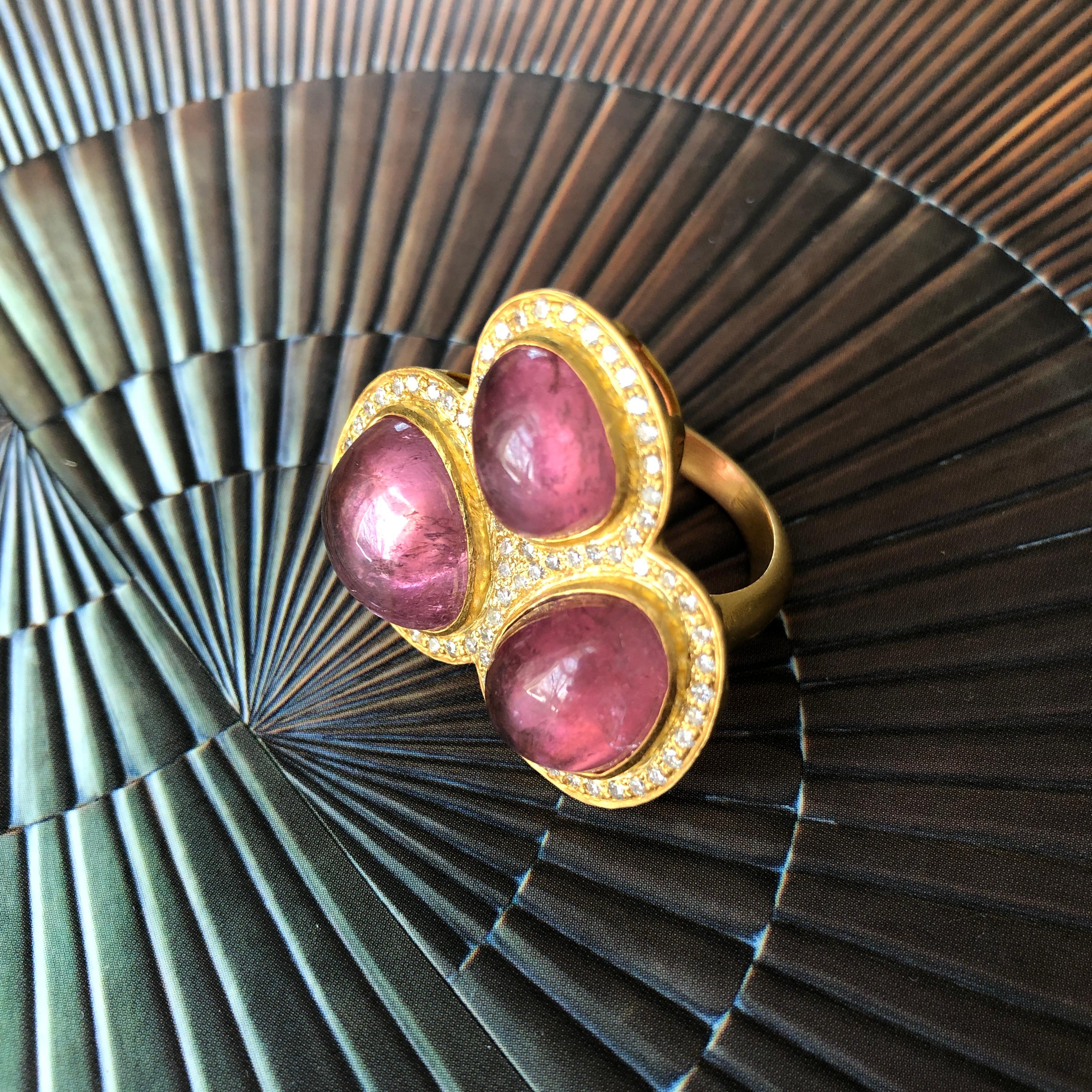 22.91 Carat Pink Tourmaline Diamond Cocktail Ring by Lauren Harper For Sale 4