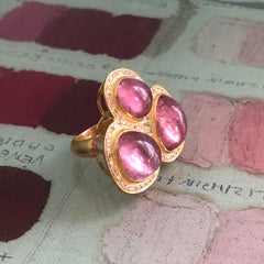 22.91 Carat Pink Tourmaline Diamond Cocktail Ring by Lauren Harper
