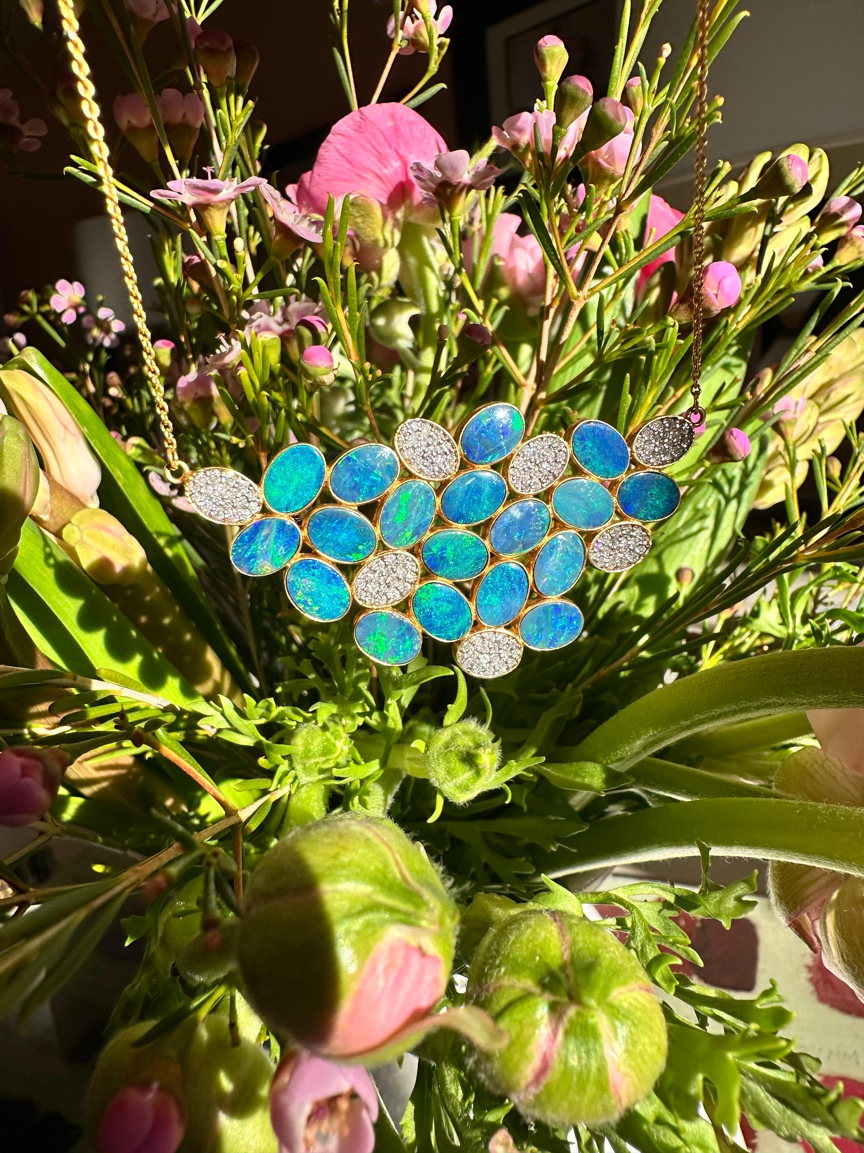 Lauren Harper Boulder Opal Diamond Gold Necklace For Sale 7
