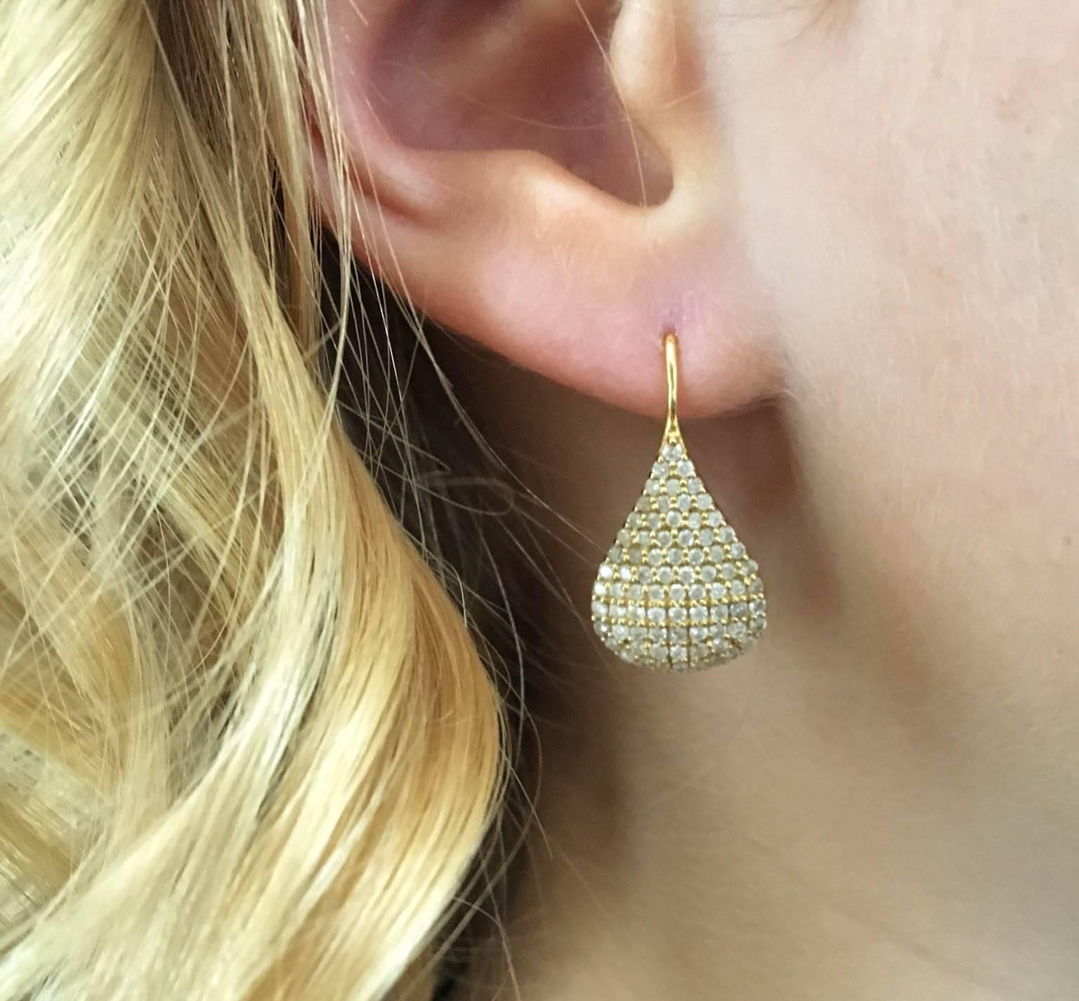 Artist 1.12 Carats Diamonds Yellow 18kt Gold Pear Drop Earrings by Lauren Harper