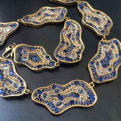 Lauren Harper 51.47 Carat Rose Cut Sapphire Gold Statement Necklace