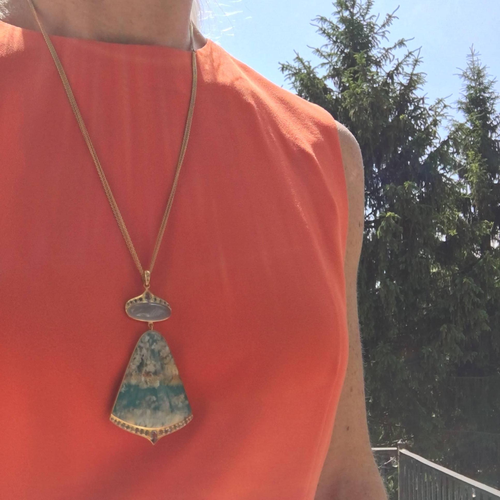 statement aquamarine necklace