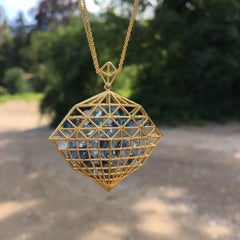 Lauren Harper Sapphire, 18 Karat Gold Shaker Statement Pendant Necklace