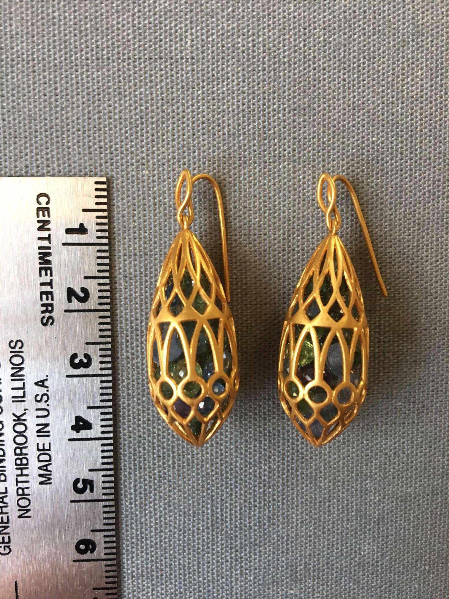 Lauren Harper Sapphire Gold Pear Drop Earrings 3