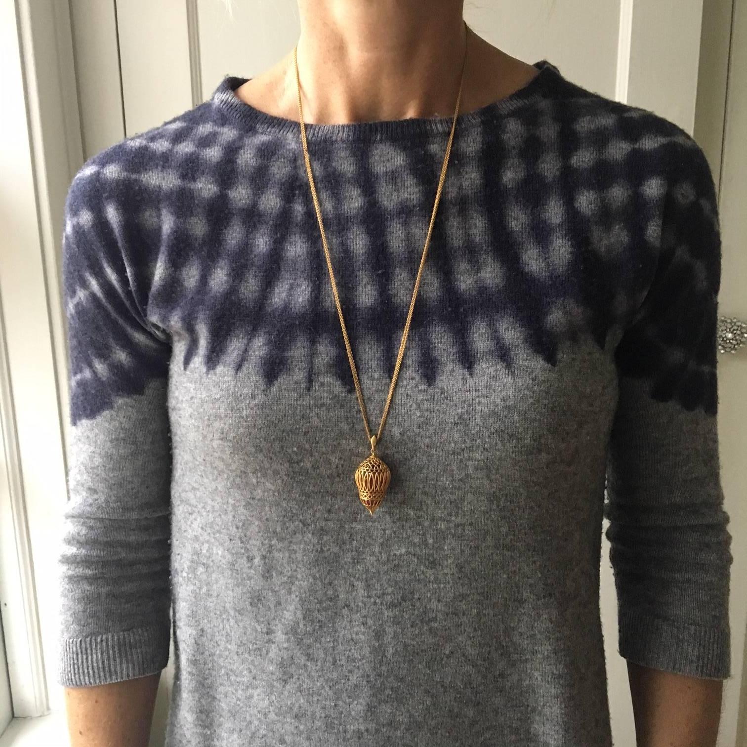 Contemporary Lauren Harper .94cts Diamonds, 34cts Loose White Topaz, Gold Pendant on Chains