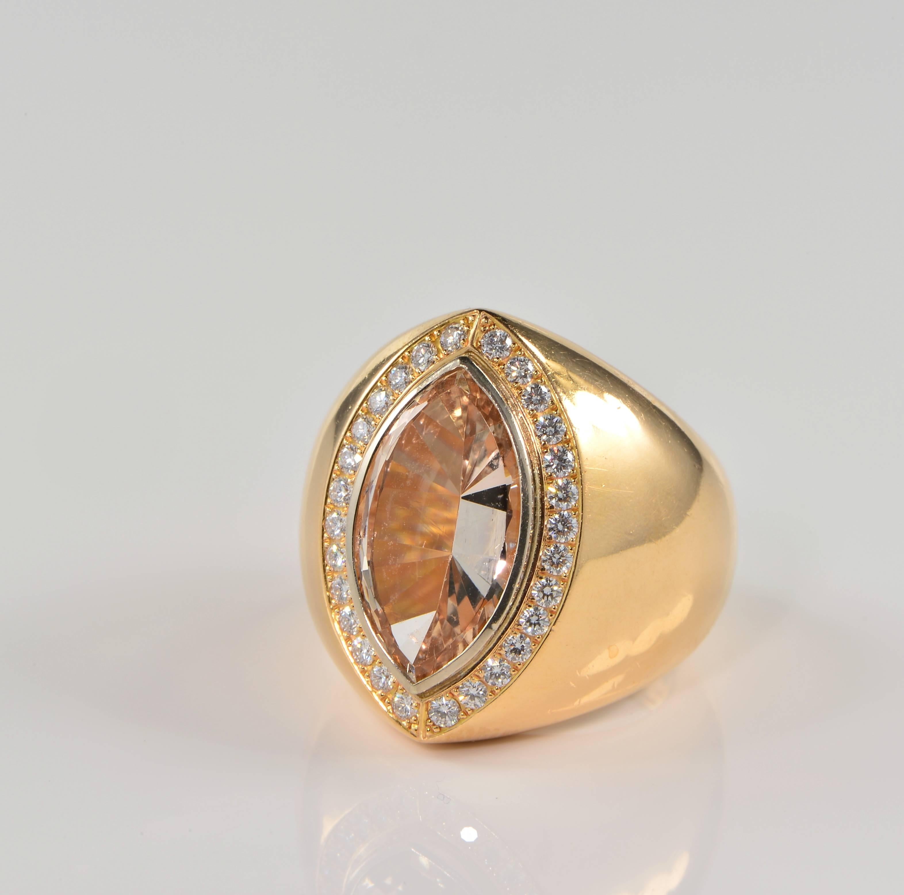 Contemporary Fine Imperial Topaz and Diamond Ring