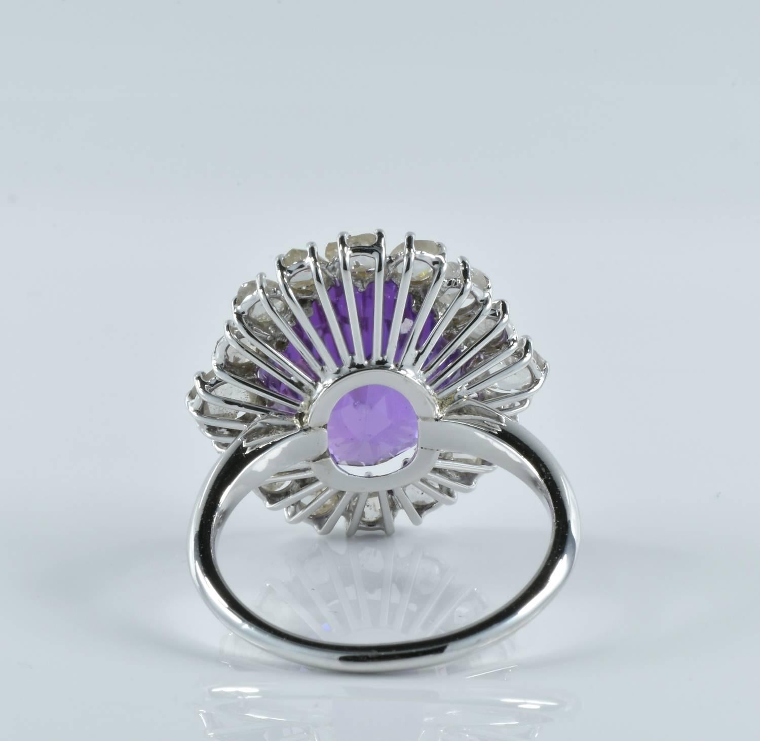 11.45 Carat Natural No Heat Purple Sapphire 2.60 Carat Diamond Rare Antique Ring For Sale 2