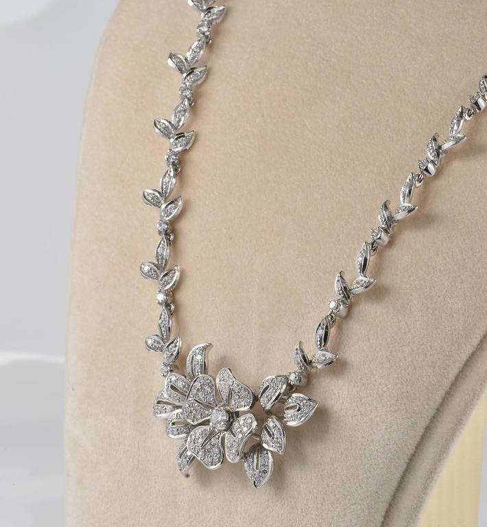 4.00 Carat Diamond Exclusive Pansy Floral Design Vintage Necklace at ...