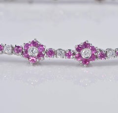 Exquisite 6.0 Carat Ruby 1.55 Carat Diamond Daisy Bracelet