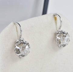 Art Deco 1.60 Carat Diamond Solitaire Drop Earrings