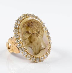 Victorian 2.50 Carat Diamond Augustus Head Agate Ring