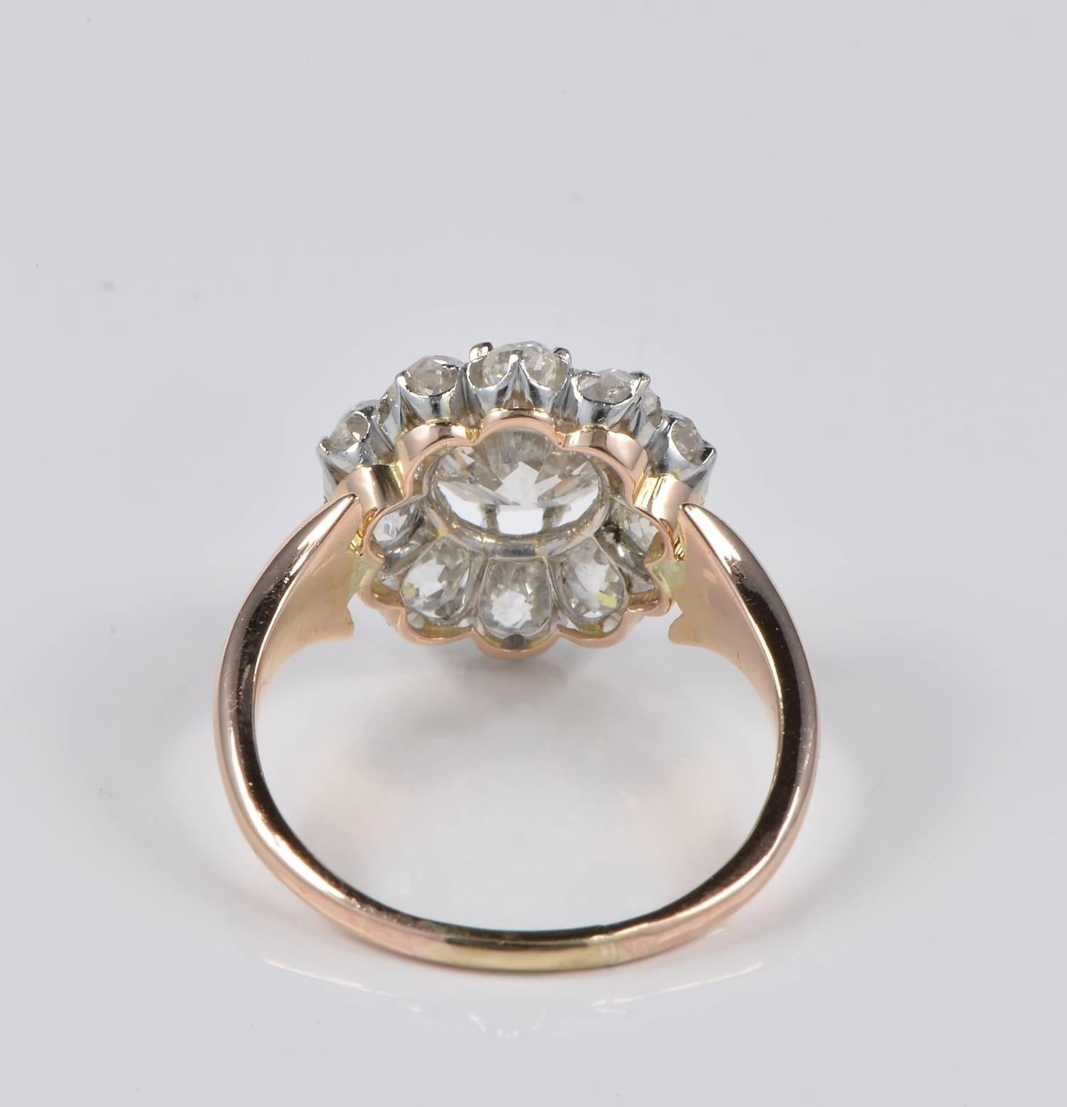 Edwardian Diamond Rare Cluster Engagement Ring In Excellent Condition In Napoli, IT
