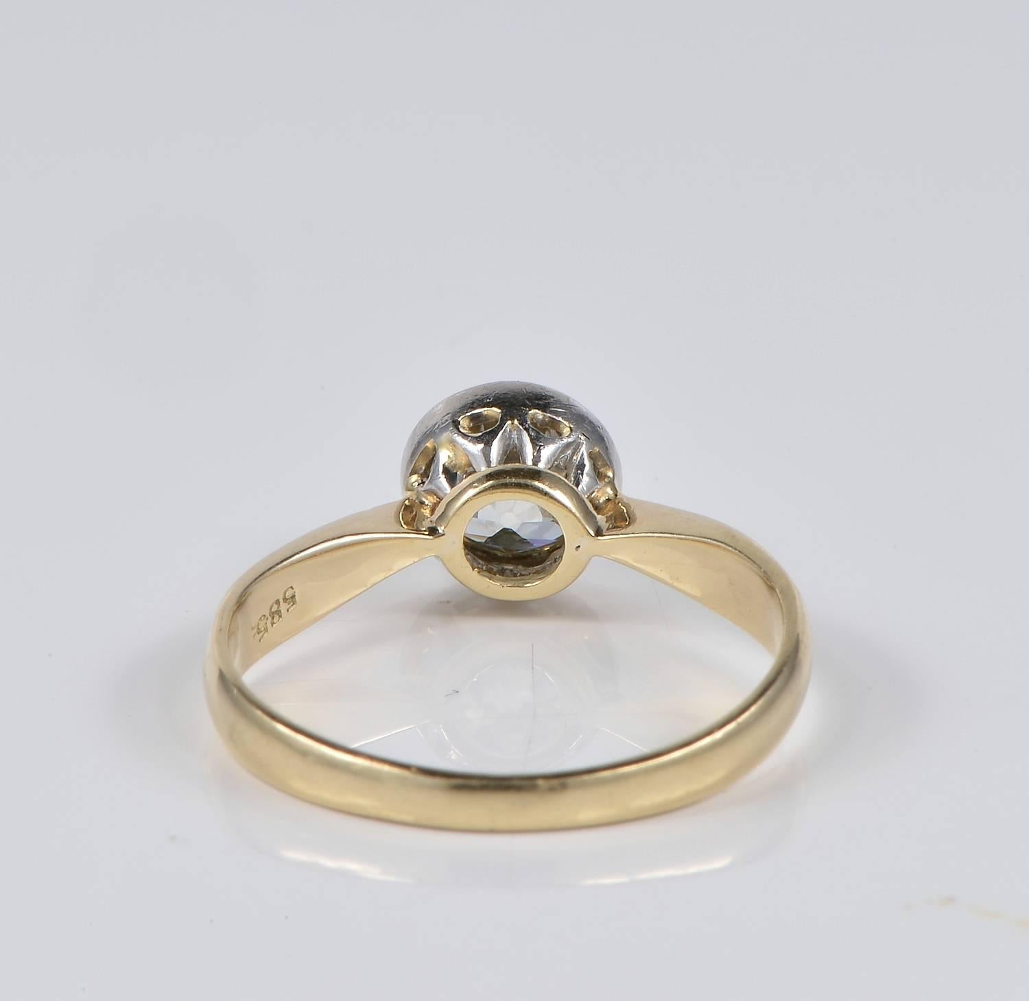 1.38 Carat Diamond Solitaire Victorian Ring For Sale 1