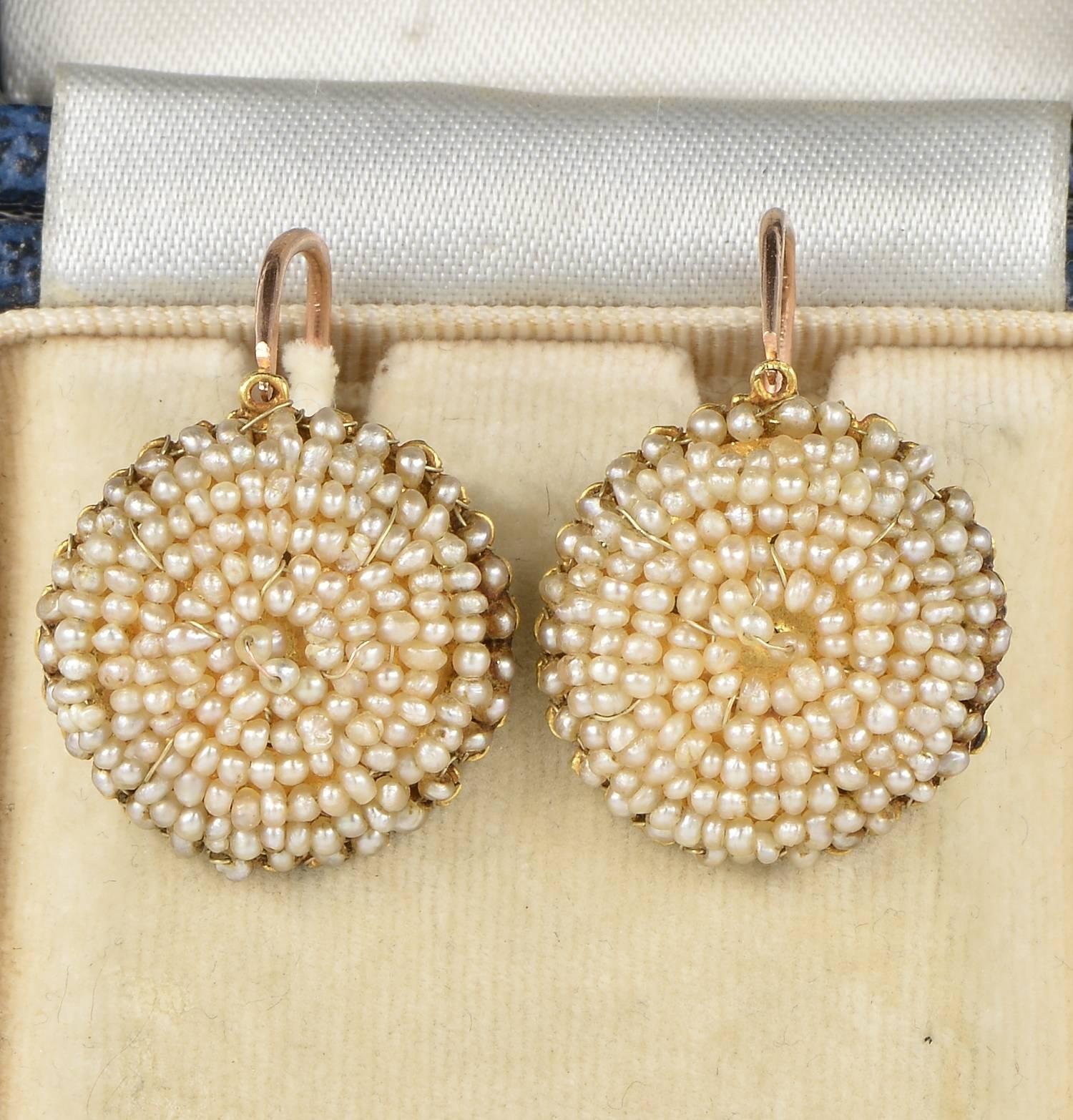 Georgian 22 Karat Seed Pearl Girandoles Southern Italy Earrings 2