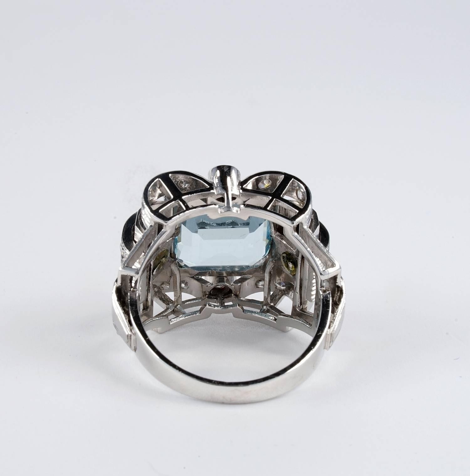 Art Deco 5.20 Carat Aquamarine Diamond Ring 1