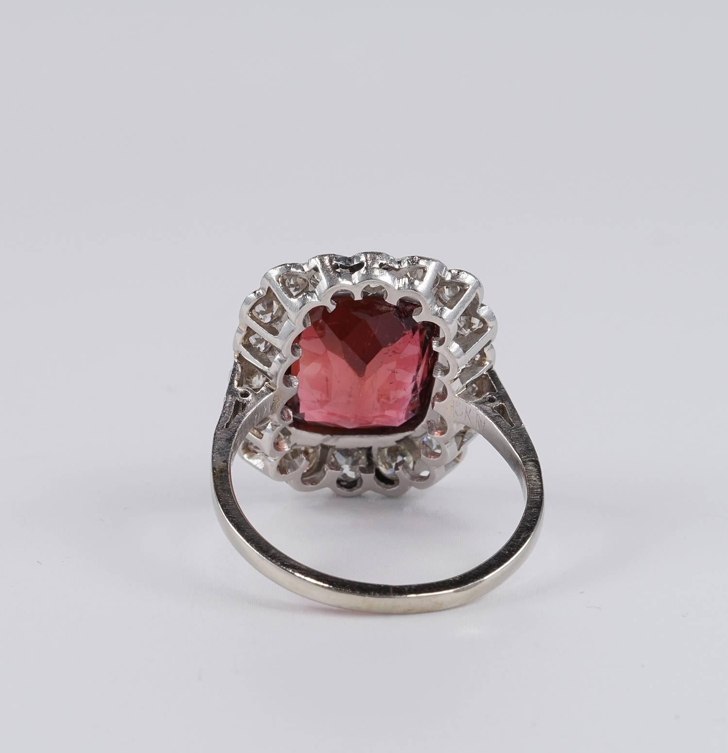 Women's Edwardian Diamond Madeira Citrine Platinum Gold Cluster Ring For Sale